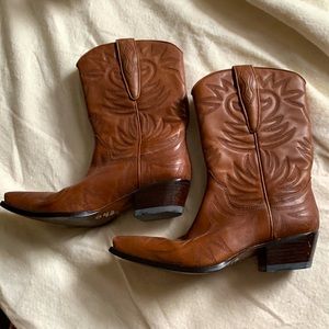Leather mid-calf cowboy boots